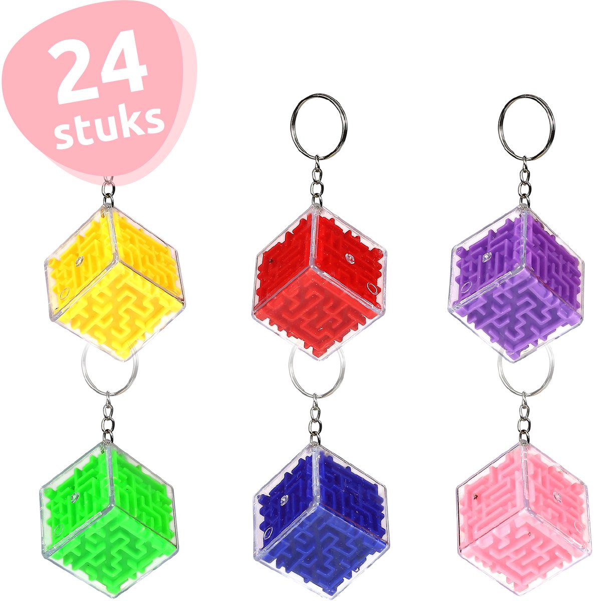 Isas Friends® - Uitdeelcadeaus Sleutelhangers 3D Doolhof - 24 stuks - Traktatie - Uitdeelcadeautjes voor Kinderen